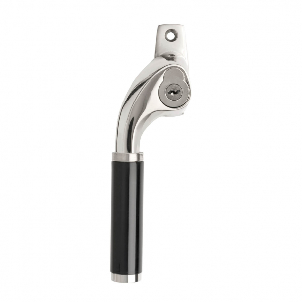 Terrace door handle with lock - Left - Glossy nickel and black Bakelite - SIBES model 2742