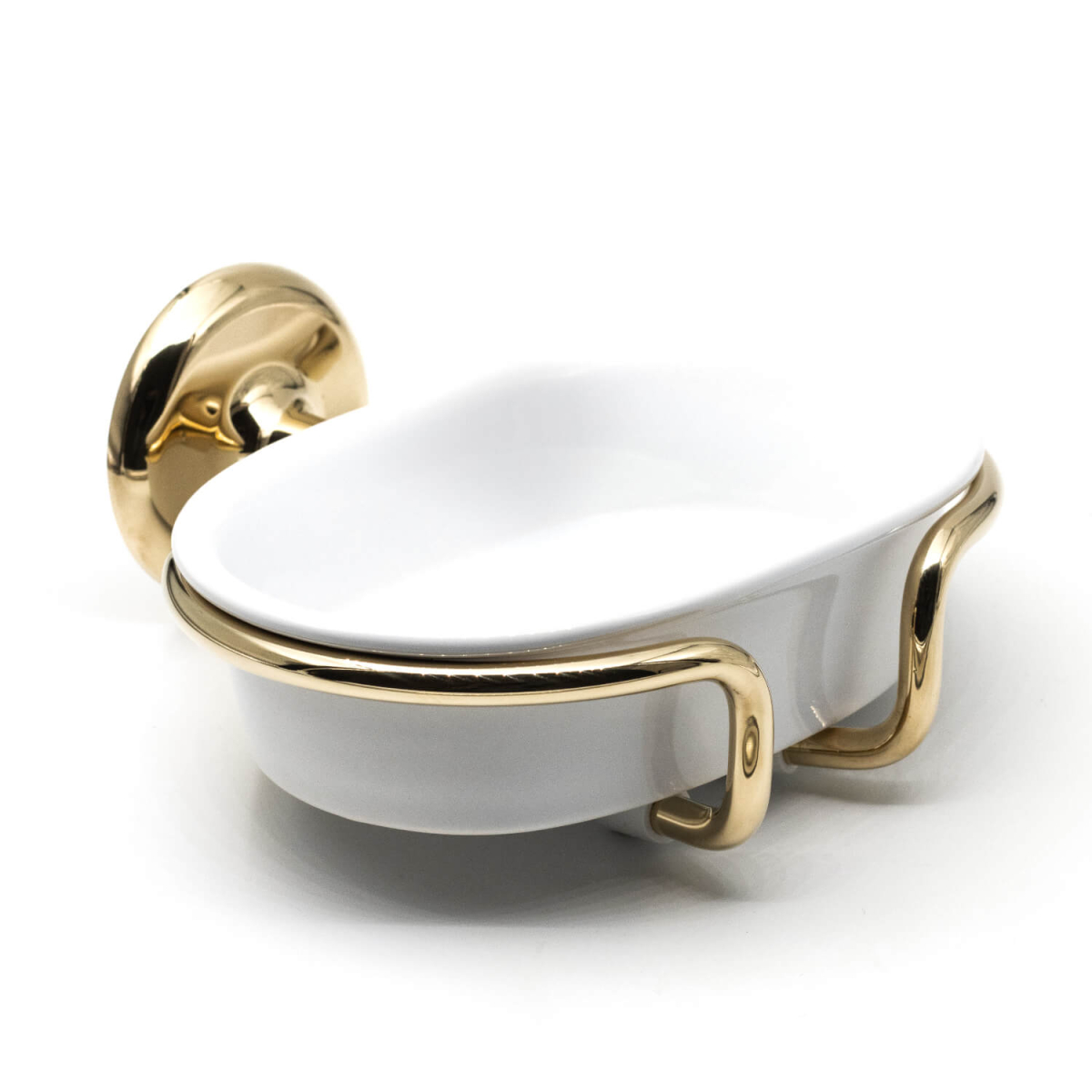 Soap holder White ceramic and polished brass wall mounted Style NOVIS