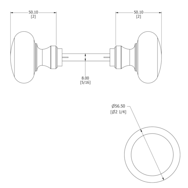 Samuel Heath Door knob - Polished unlacquered brass - Model P8052-B