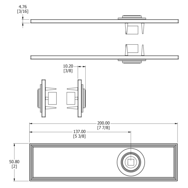 Samuel Heath lngskylt - Polerat nickel - Modell P8035 - 200 x 50 mm
