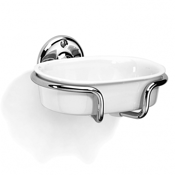 Soap holder - White porcelain and Chrome - wall mounted - Style CURZON