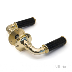 Door handle on rosette (set) - Brass and Black Bakelite - ASTOR