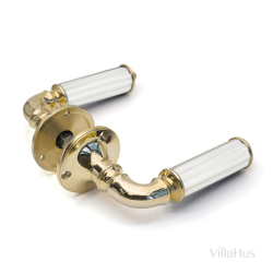 Door handle on rosette (set) - Brass and White Bakelite - ASTOR