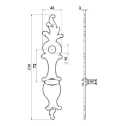 Lng skylt med vridar - Mssing - Model COLLET - cc 72 mm