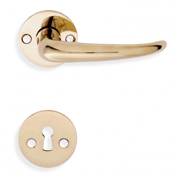 Door handle - Kay Fisker Coupe handle - Brass rosette and escutcheon (200131)