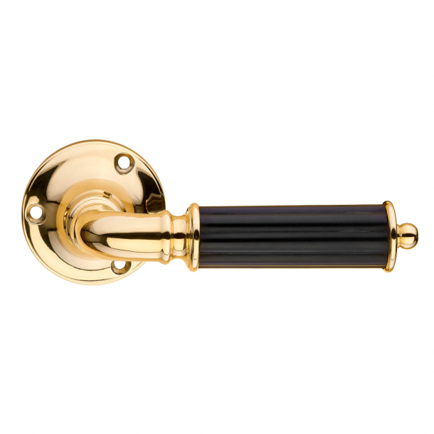 Door handle on rosette (set) - Brass and Black Bakelite - ASTOR
