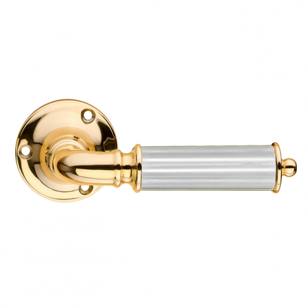 Door handle on rosette (set) - Brass and White Bakelite - ASTOR