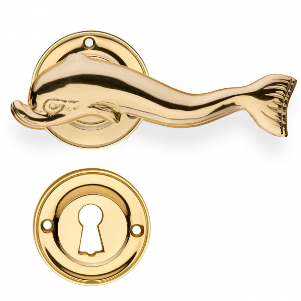 Klamka do drzwi - Delfin 112 mm - Mosi&#281;&#380;na rozeta pod klucz