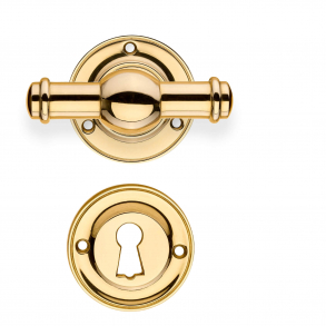 Door handle with rosette and escutcheon - Brass without lacquer - Model HAGMANN