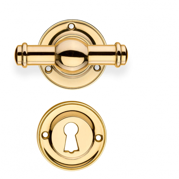 Door handle with rosette and escutcheon - Brass without lacquer - Model HAGMANN