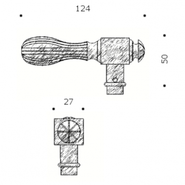 Door handle interior, Backplate - Unlacquered brass - Model HOLKHAM