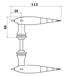 Trgriff und Rckplatte mit Schlsselloch - Messing - Modell DOLPHIN 116 mm