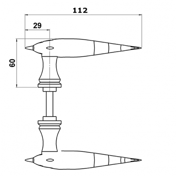 Trgriff und Rckplatte mit Schlsselloch - Messing - Modell DOLPHIN 116 mm