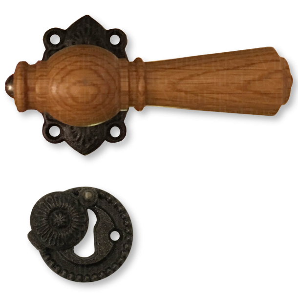 Wooden Door handle - Interior - Oak/Antique black iron - Søe-Jensen &amp; Co.