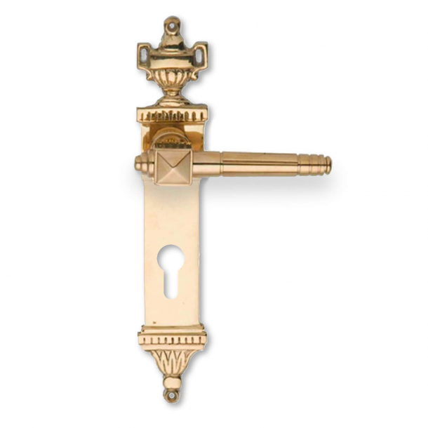 Door handle - Empire - Brass - Exterior - Back plate with europrofile - 72 mm