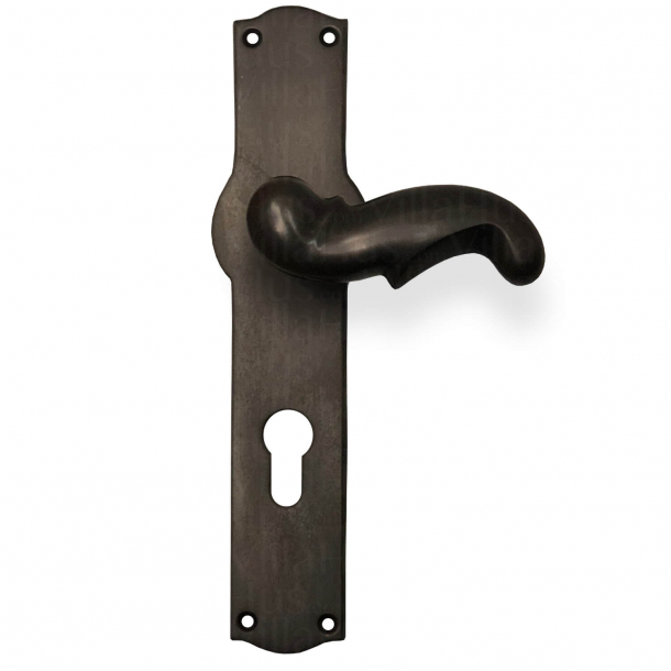Door handle - Browned Brass - Back plate - Europrofile cylinder - cc72mm - Model WEINGARTEN 97