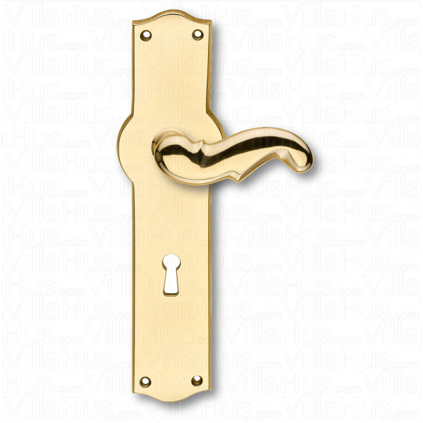 Klamka do drzwi - Szyld d&#322;ugi szeroki z dziurk&#261; na klucz - Mosi&#261;dz - Weingarden 84 mm