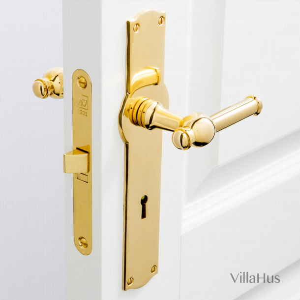 Door handle interior - Wide, Back plate - Keyhole - Brass - CREUTZ 94 mm