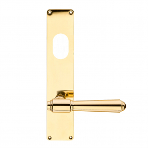 Drrhandtag - Utomhus - lngskylt - mssing - ASSA cylinderhl - BRIGGS 132 mm