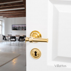 Klamka do drzwi - Mosi&#261;dz - Rozeta pod klucz - Almann 98 mm