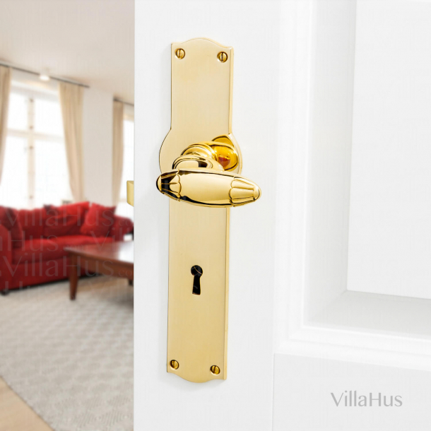 Drrhandtag - Mssing - Amalienborg lngskylt med nyckelhl - Model BYRON