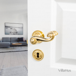 Door handle interior, Brass - rosette and escutcheon - BALFOUR 112 mm