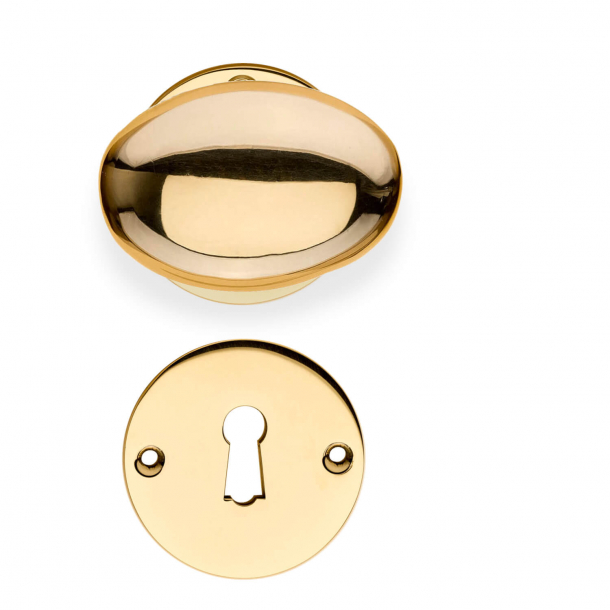 Door knob - Brass - Flat rosette and escutcheon - Model BLENHEIM 3