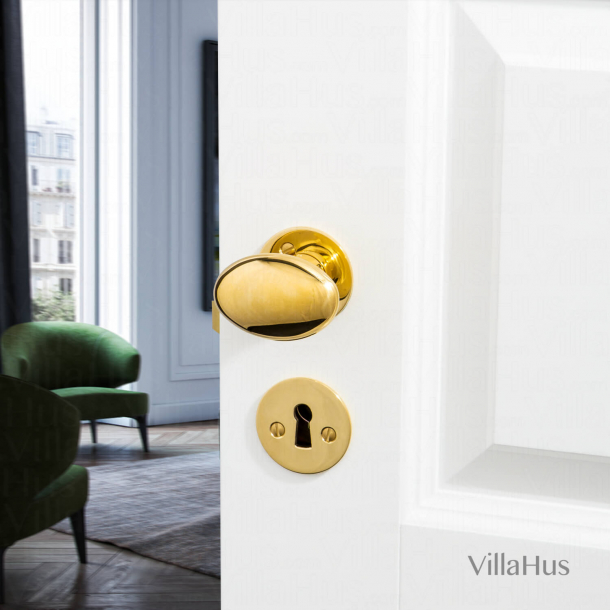 Door knob - Brass - Flat rosette and escutcheon - Model BLENHEIM 3