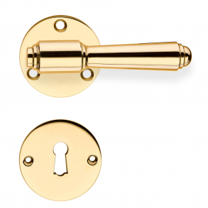 Door handle Interior Brass - Smooth rosette / escutcheon - BRIGGS 112 mm - Wood screws