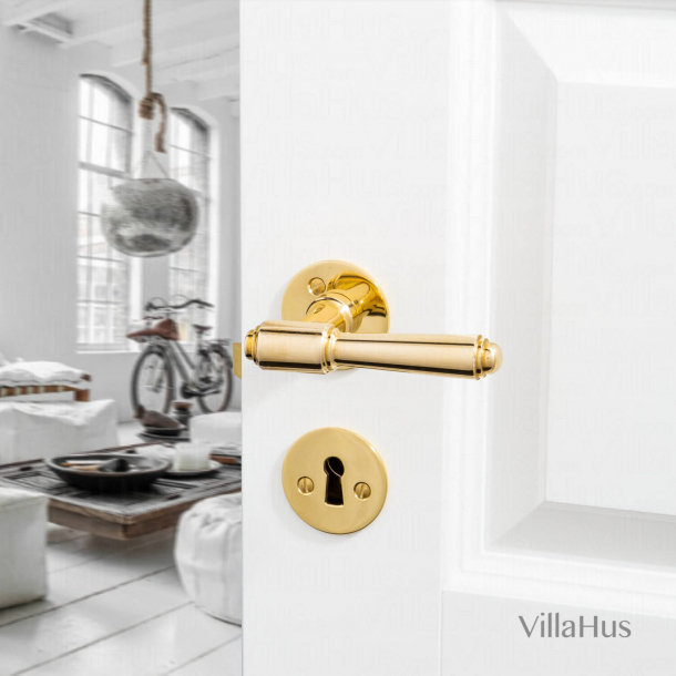 Klamka wewn&#281;trzna Mosi&#261;dz - g&#322;adka rozeta / rozeta - BRIGGS 112 mm - wkr&#281;ty do drewna