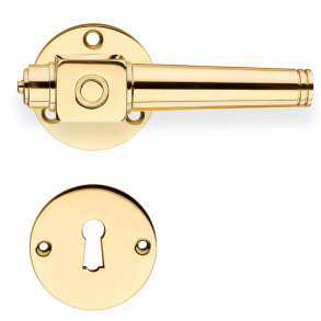Door handle interior - Theatre handle - Smooth rosette - Brass - Wood screws