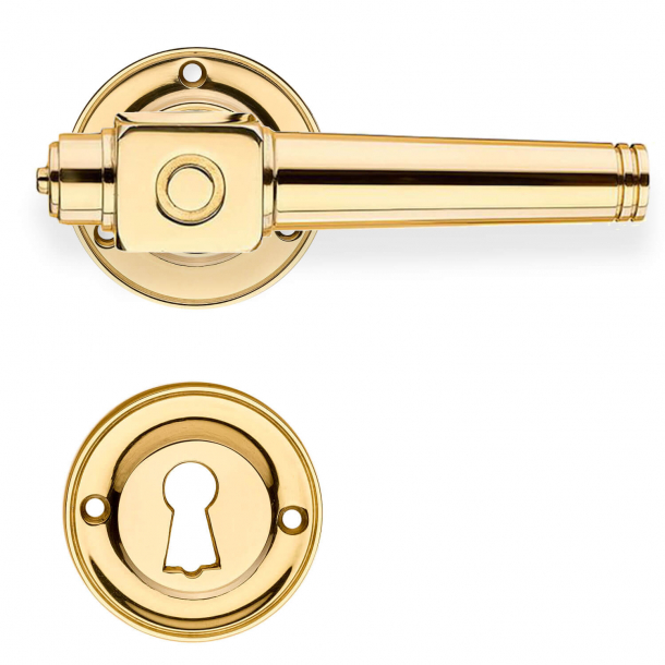 Door handle interior - Theatre handle - Brass - Wood screws