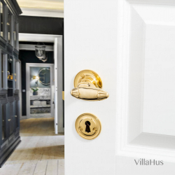 Klamka mosi&#281;&#380;na - wewn&#281;trzna - rozeta i p&#322;ytka kluczowa - model BYRON