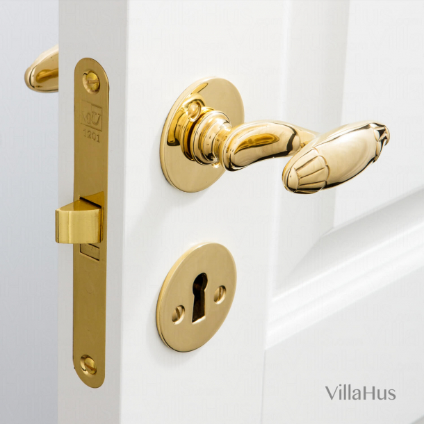 Door handle brass - Interior - Smooth rosette and escutcheon - Model BYRON