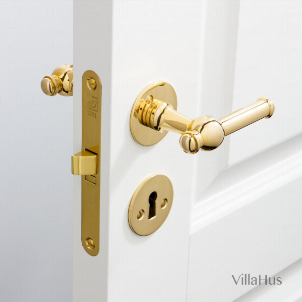 Klamki wewn&#281;trzne - mosi&#261;dz - g&#322;adkie rozety i breloczek - Creutz 94 mm