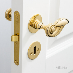 Door handle interior - Brass - Smooth Rosettes - PERROT 88 mm