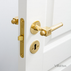 Door handle interior - Theatre handle - Smooth rosette - Brass - Bolt and sleeve