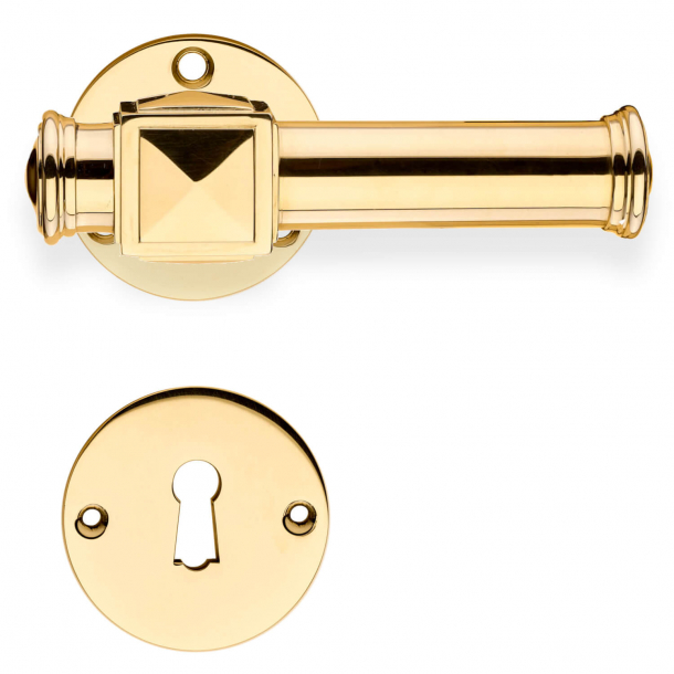 Door handles indoor - Brass - Smooth rosettes - Model ULLMAN 102 mm - Wood screws