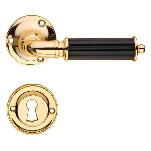 Klamka do drzwi - Mosi&#261;dz i czarny bakelit - model ASTOR