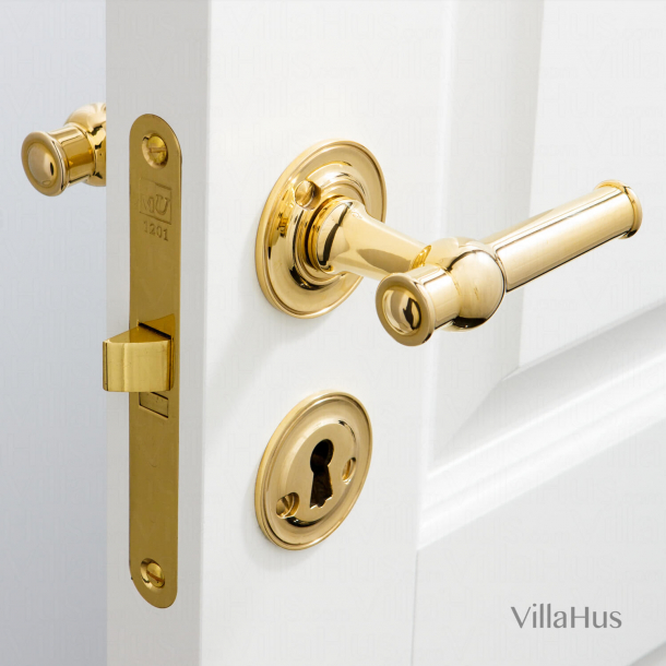 Door handle interior, Brass - rosette and escutcheon - ALMANN 98 mm