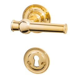 Klamka do drzwi - Mosi&#261;dz - Rozeta pod klucz - Almann 98 mm