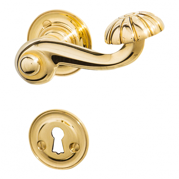 Door handle interior, Brass - rosette and escutcheon - BALFOUR 112 mm