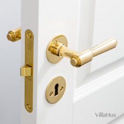 Klamka wewn&#281;trzna Mosi&#261;dz - g&#322;adka rozeta / rozeta - BRIGGS 112 mm - wkr&#281;ty do drewna