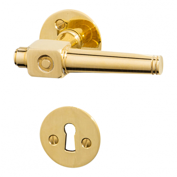 Door handle interior - Theatre handle - Smooth rosette - Brass - Bolt and sleeve