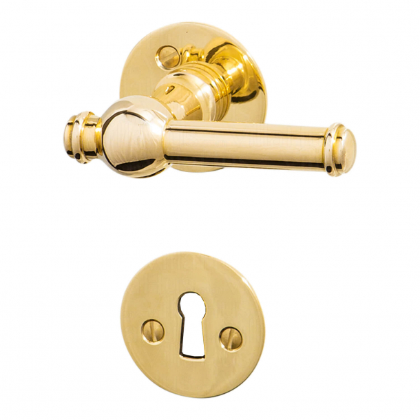 Klamki wewn&#281;trzne - mosi&#261;dz - g&#322;adkie rozety i breloczek - Creutz 94 mm