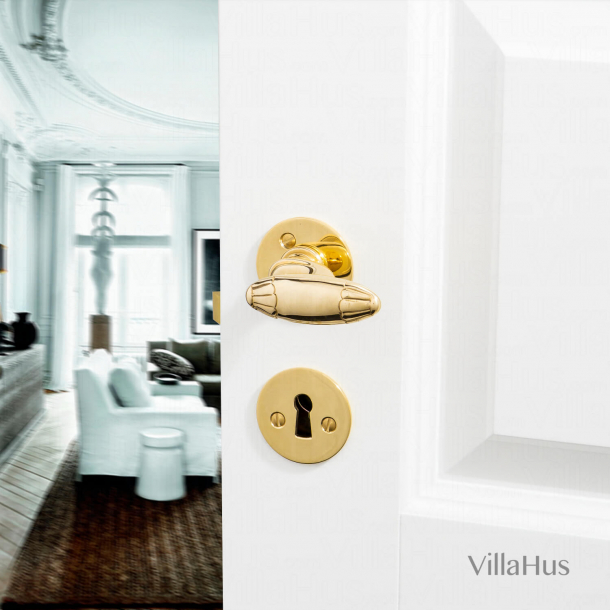 Klamka mosi&#281;&#380;na - wewn&#281;trzna - g&#322;adka tarcza i p&#322;ytka kluczowa - model BYRON