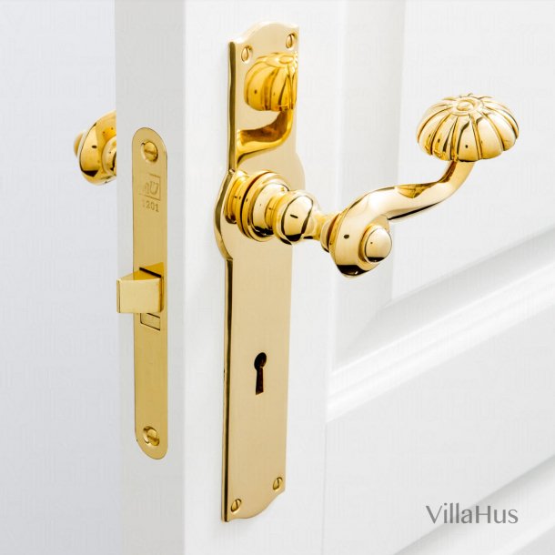 Door handle on Amalienborg backplate - Brass - Model BALFOUR