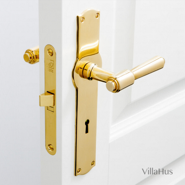 Door handle interiors, Back plate with keyhole - Brass - BRIGGS 112 mm