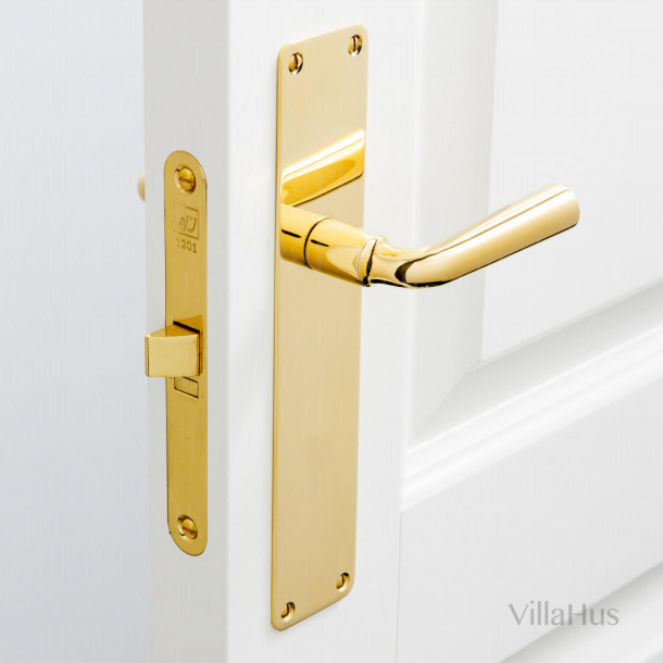 Door handle on backplate - Brass Without lacquer - Model GENON
