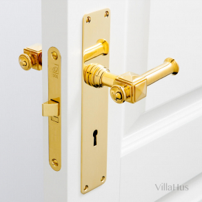 Door handle on Backplate with keyhole - Interior - ULLMAN 112 mm - Brass